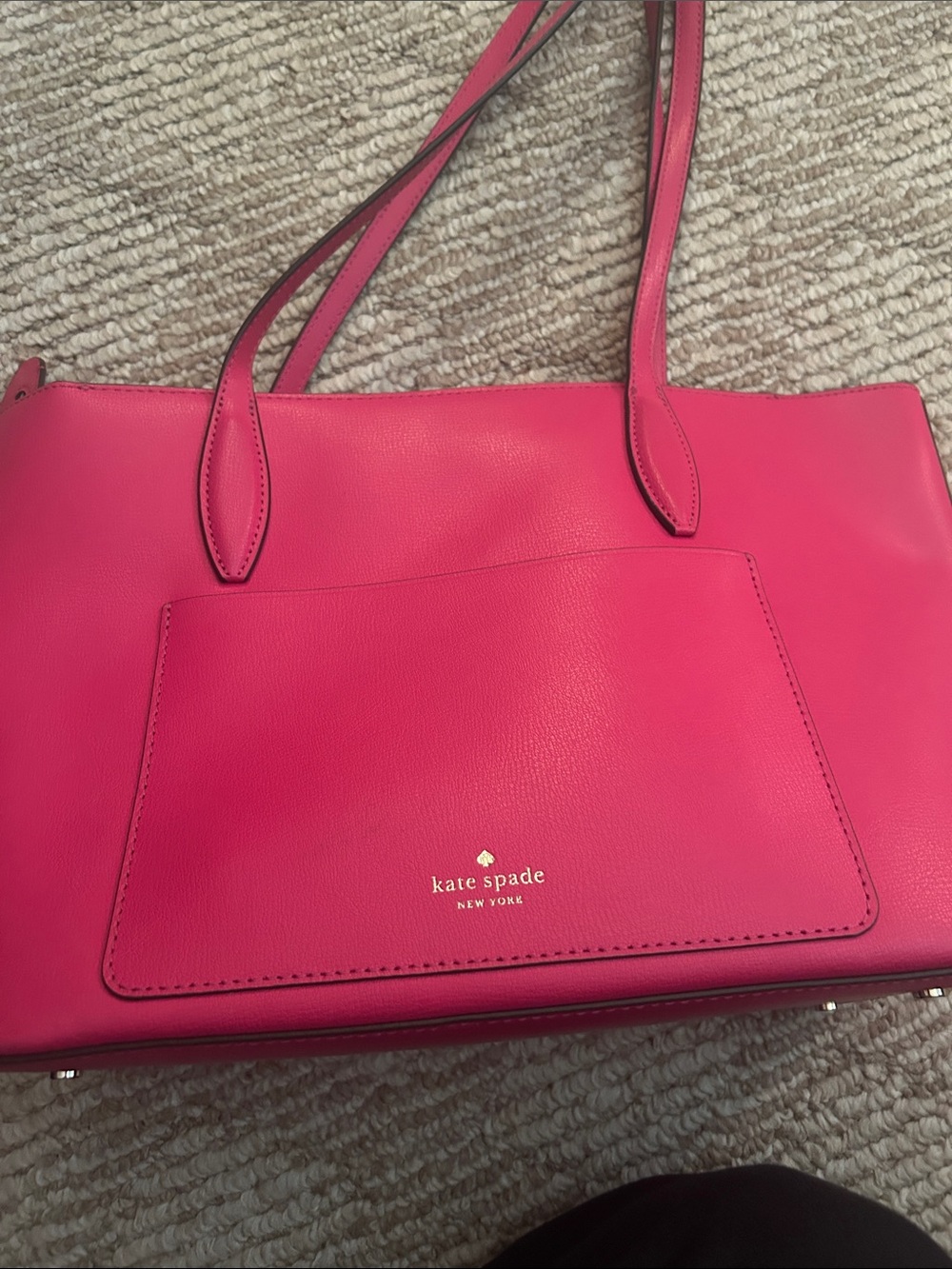 kate spade Hot Pink Leather Tote with Front Pocket